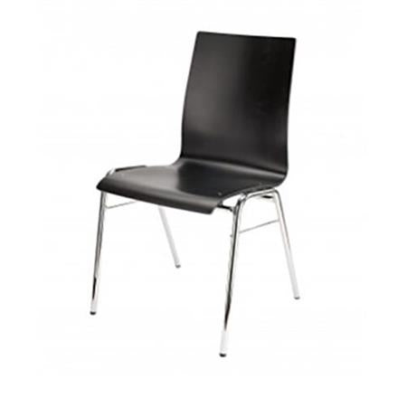 K&M 13405 Stacking Chair - Black Wood, Chrome Legs