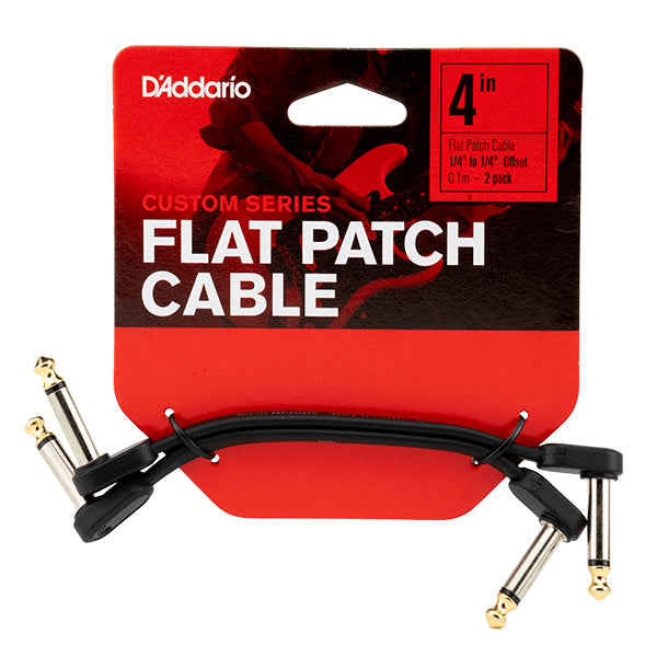 D'Addario Flat Patch Cable 4-Inch Offset Right-Angle (Pair)