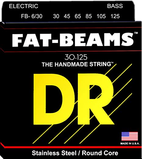 DR Strings FB6-30 (Medium 6's) - FATBEAM  - Stainless Steel Bass: 30, 45, 65, 85, 105, 125