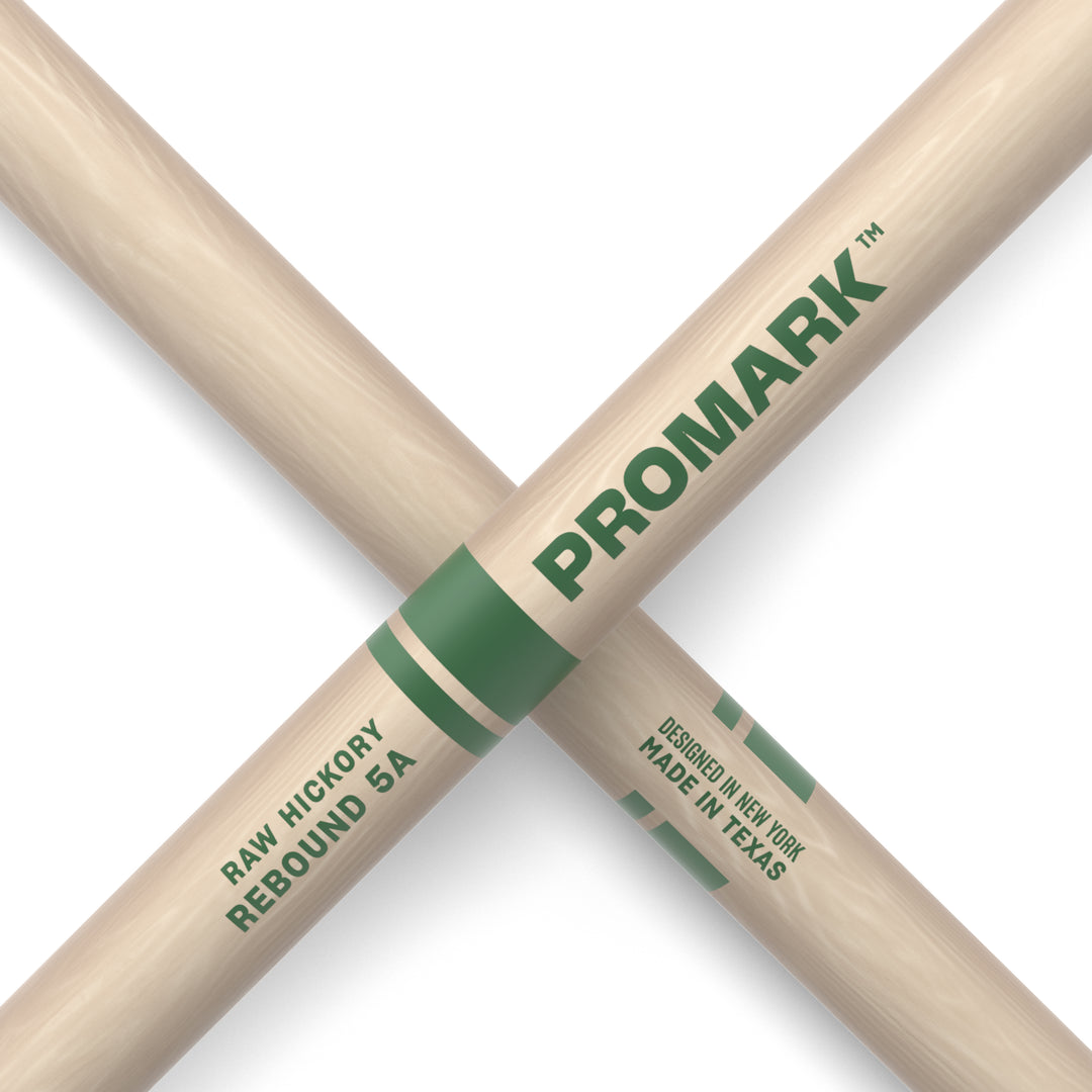 Promark RBHR565AW-Promark Rebound 5A Raw Hickory Drumsticks, Acorn Wood Tip