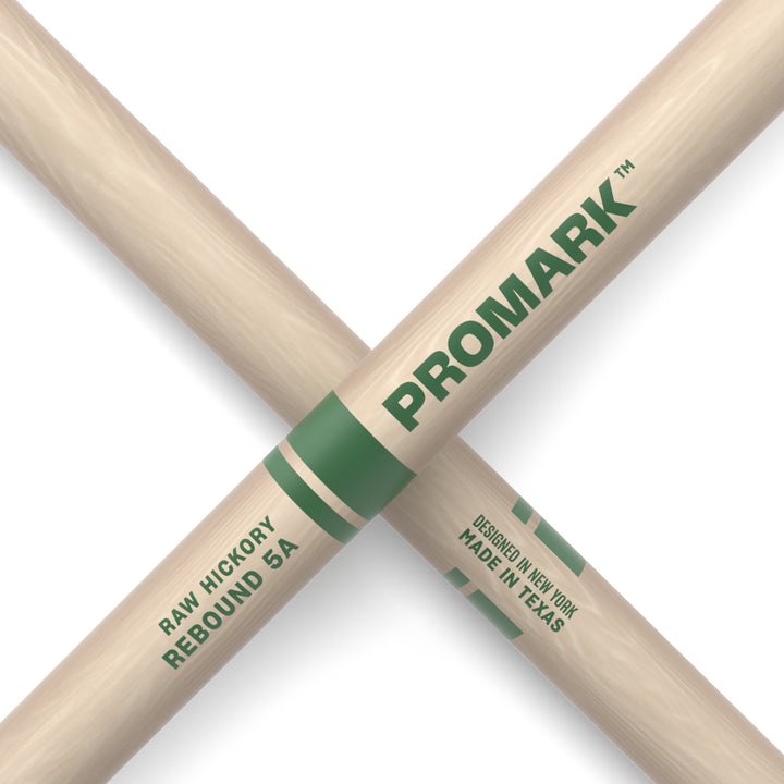 Promark RBHR565AW-Promark Rebound 5A Raw Hickory Drumsticks, Acorn Wood Tip