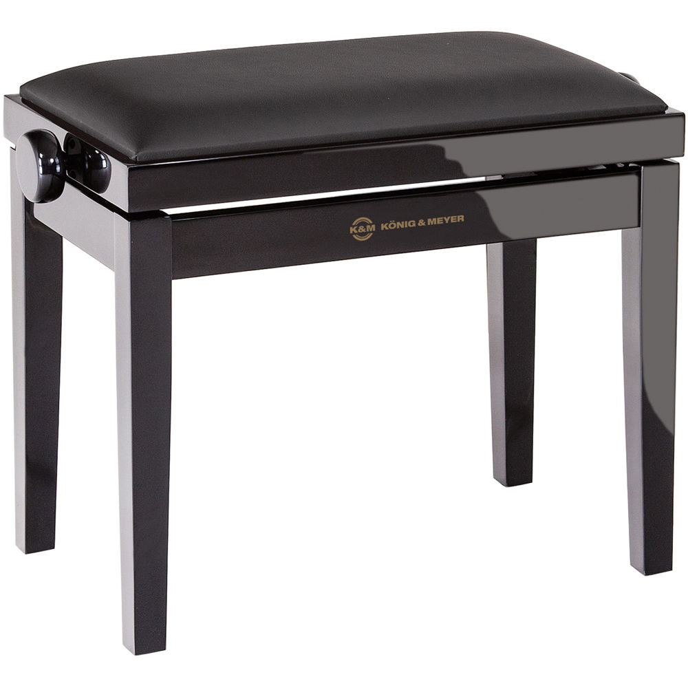 K&M 13911 Piano Bench - Black Gloss - Imitation Leather Seat Black
