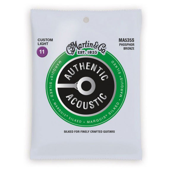 Martin MA535S Authentic Acoustic Marquis Silked 92/8 Ph. Bronze Guitar Strings - Custom Light 11-52