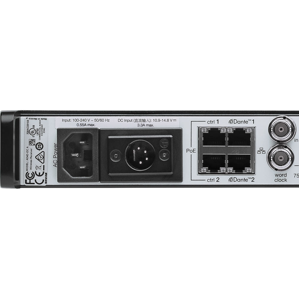 Shure AD4Q-DC Axient Digital Four-Channel Wireless Receiver with DC Power Module (A: 470 to 636 MHz)