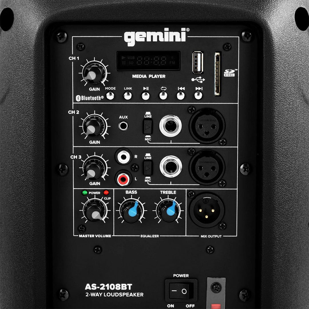 Gemini AS-21 Active 8” Powered Speaker w/ Bluetooth