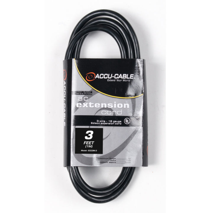 Accu-Cable ECCOM Series IEC Power Extension Cable 3 Feet