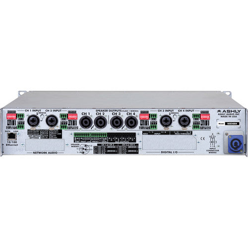 Ashly nXe Series NXE4004 4-Channel 400W Power Amplifier with Programmable Outputs & Ethernet Control