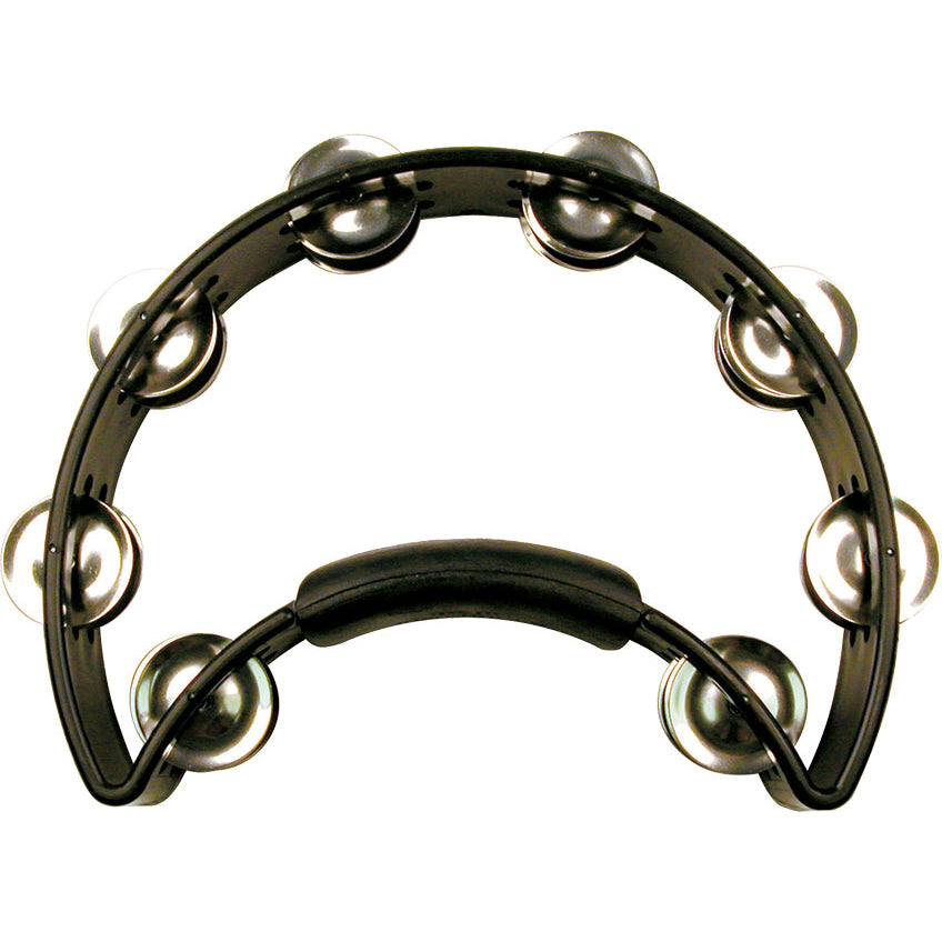 Rhythm Tech RT1010 1/4 Moon Tambourine - Black w/ Nickel Jingles