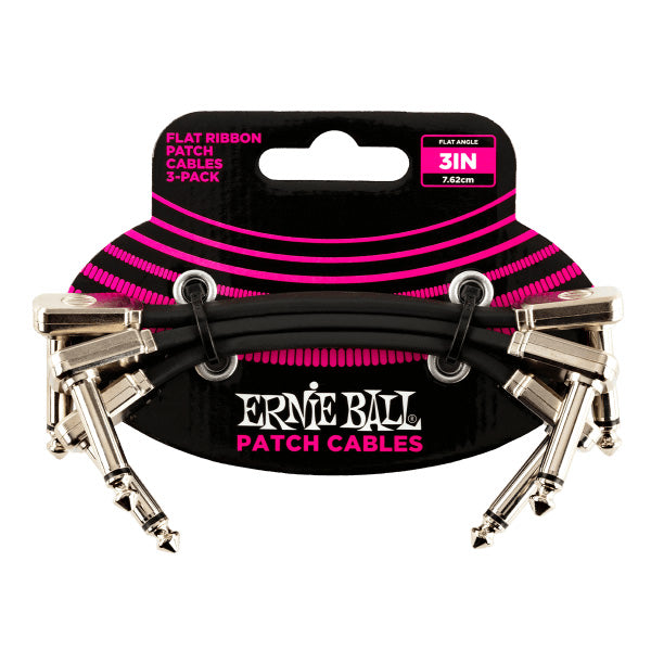 Ernie Ball Flat Ribbon Patch Cables (3-Pack) Black - 3”