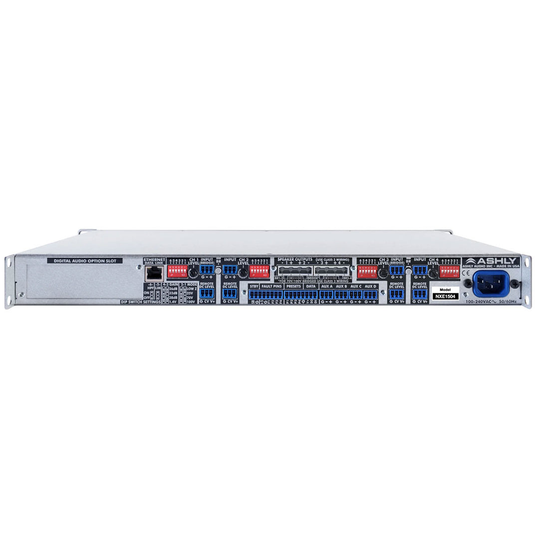 Ashly nXe1504 amplifier plus OPDante and OPDAC4 Option Cards