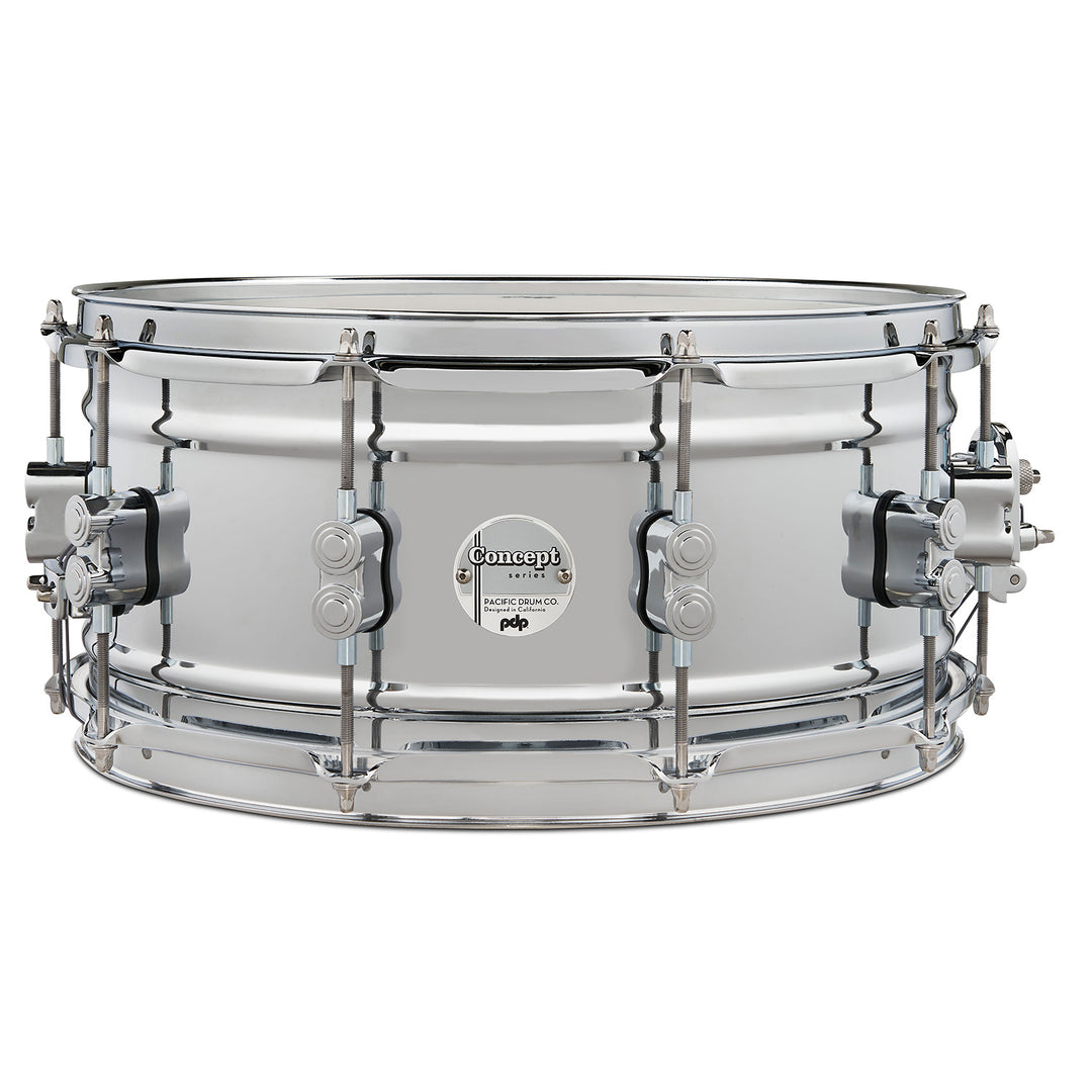 PDP Concept Metal 6.5x14 Snare Drum Dual-Beaded 1mm Rolled Chrome Over Steel w/ Chrome Hardware