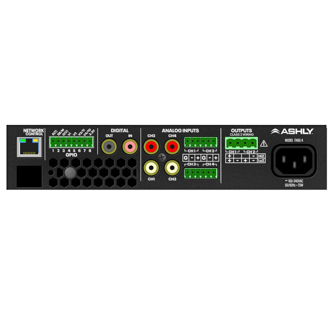 Ashly 1/2U DSP Amplifier 2 x 60W @ 4/8 Ohms, 1 x 120W @ 70/100V