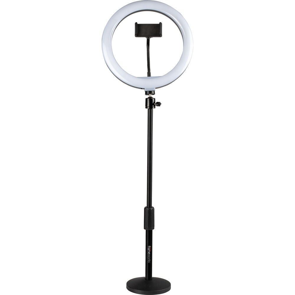 Gator LED Desktop 10” Ring Light with Round Base Stand and Phone Clamp