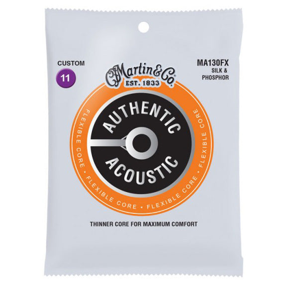 Martin MA130FX Authentic Acoustic Flexible Core Silk and Phosphor Guitar Strings - Custom 11-47