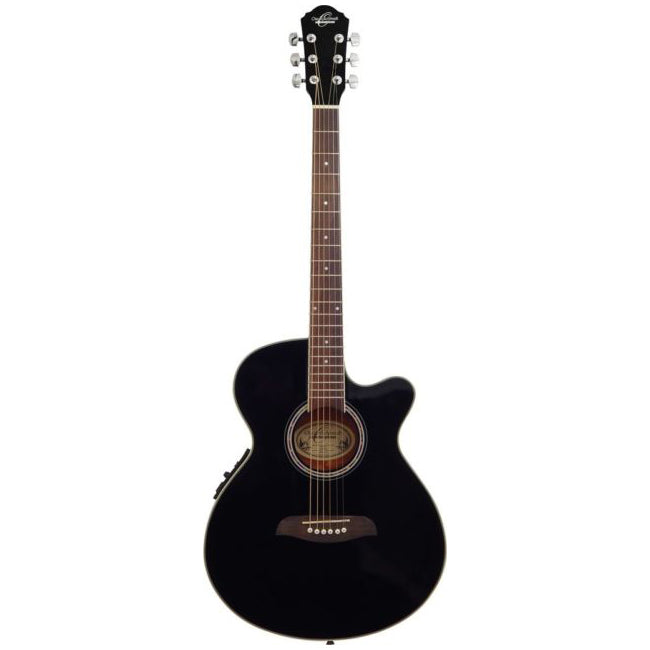Oscar Schmidt OG8CEB-A Acoustic Guitar Shallow Body Folk Black 3 Band EQ