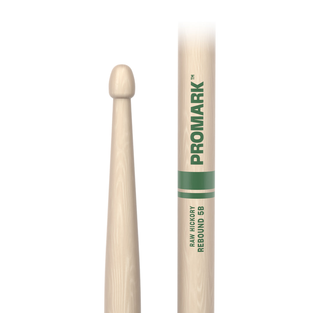 Promark RBHR565AW-Promark Rebound 5A Raw Hickory Drumsticks, Acorn Wood Tip
