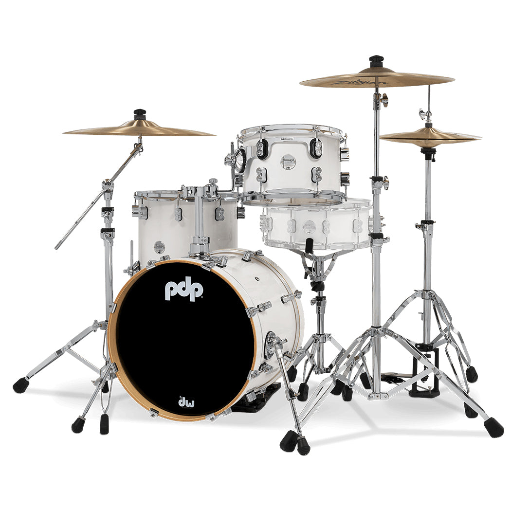 PDP Concept Maple Lacquer CM Bop Kit Shell Pack w/ Chrome Hardware (14x18 w/ BDM, 8x12, 14x14FT) - Pearlescent White