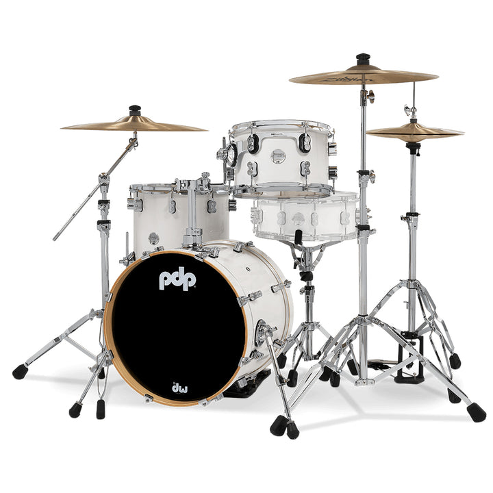 PDP Concept Maple Lacquer CM Bop Kit Shell Pack w/ Chrome Hardware (14x18 w/ BDM, 8x12, 14x14FT) - Pearlescent White