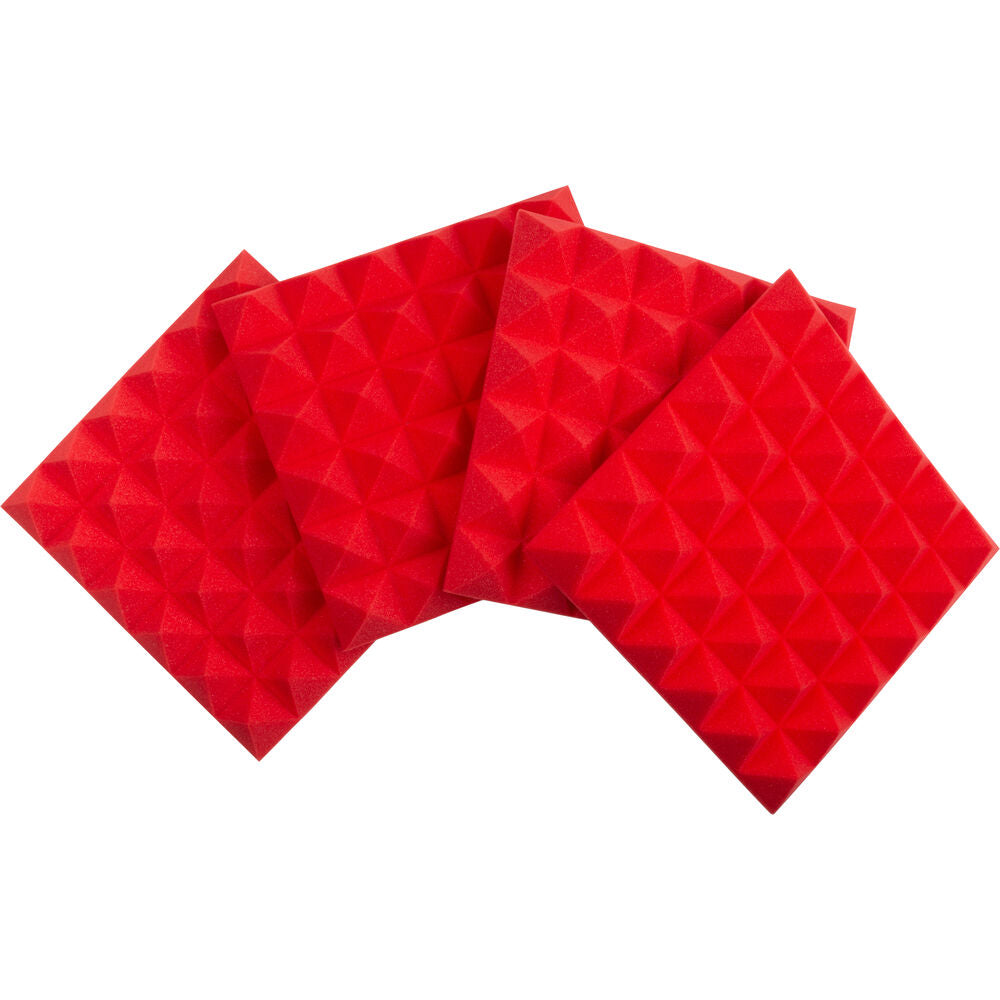 Gator Acoustic Pyramid Panel 12”x12” (4-Pack) - Red