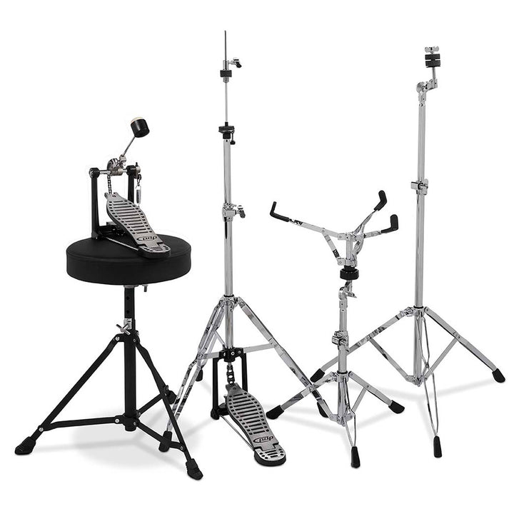 PDP Center Stage 5-Piece Complete Drum Kit w/ Hardware, Cymbals & Throne (7x10, 8x12, 14x16F, 16x22, 5x14 Snare) - Iridescent Black Sparkle
