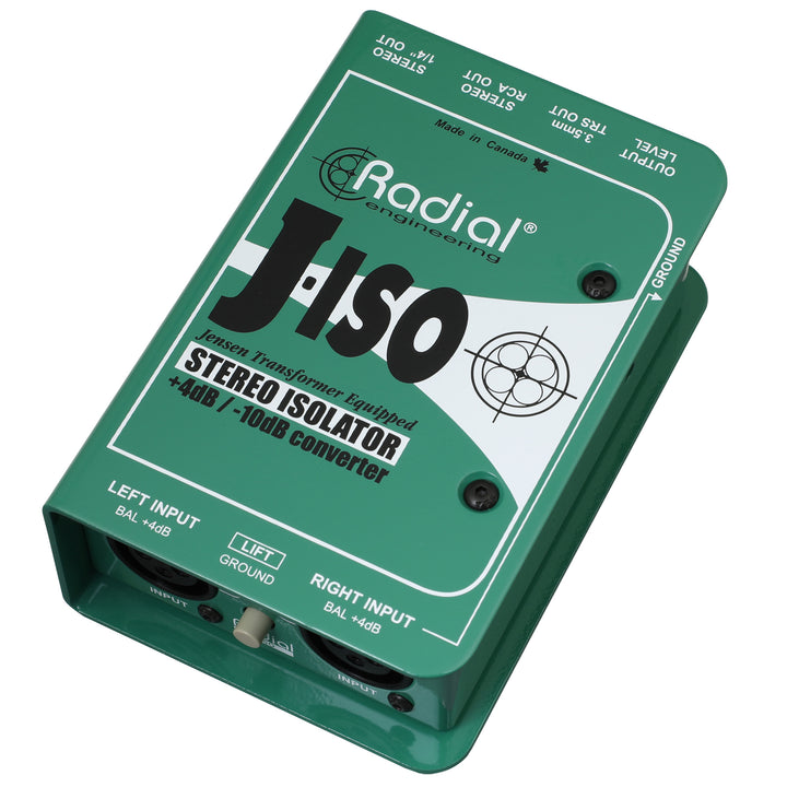 Radial J-ISO Stereo 4 dB to -10 dB Converter with Jensen Transformers