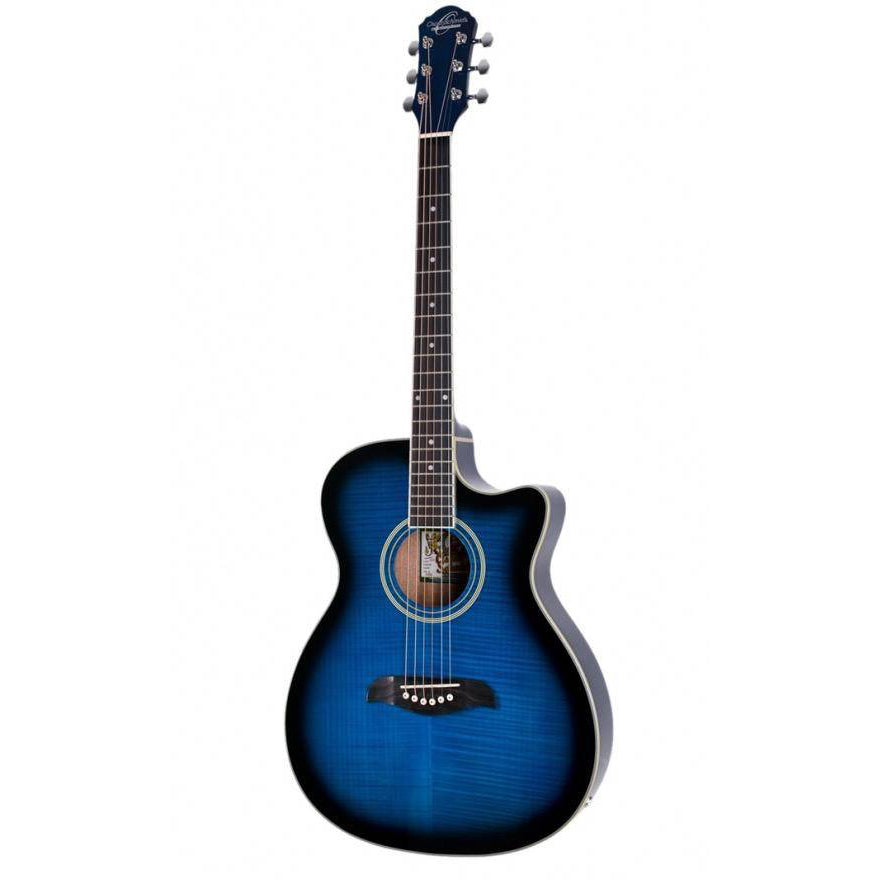 Oscar Schmidt OACEFTBL-A Acoustic Guitar Auditorium Trans Blue