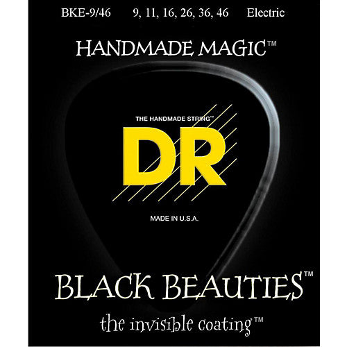 DR Strings BKE-9/46 (Light- Heavy) - BLACK BEAUTIES - BLACK Coated Electric: 9, 11, 16, 26, 36, 46