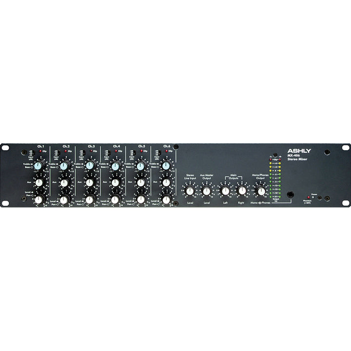 Ashly MX406 Six Channel Rack-mountable Stereo Line and Microphone Mixer with Switchable Pad