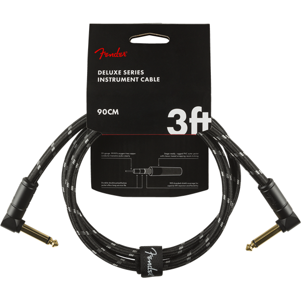 Fender Deluxe Series Instrument Cable, Tweed - Black Tweed - 3ft