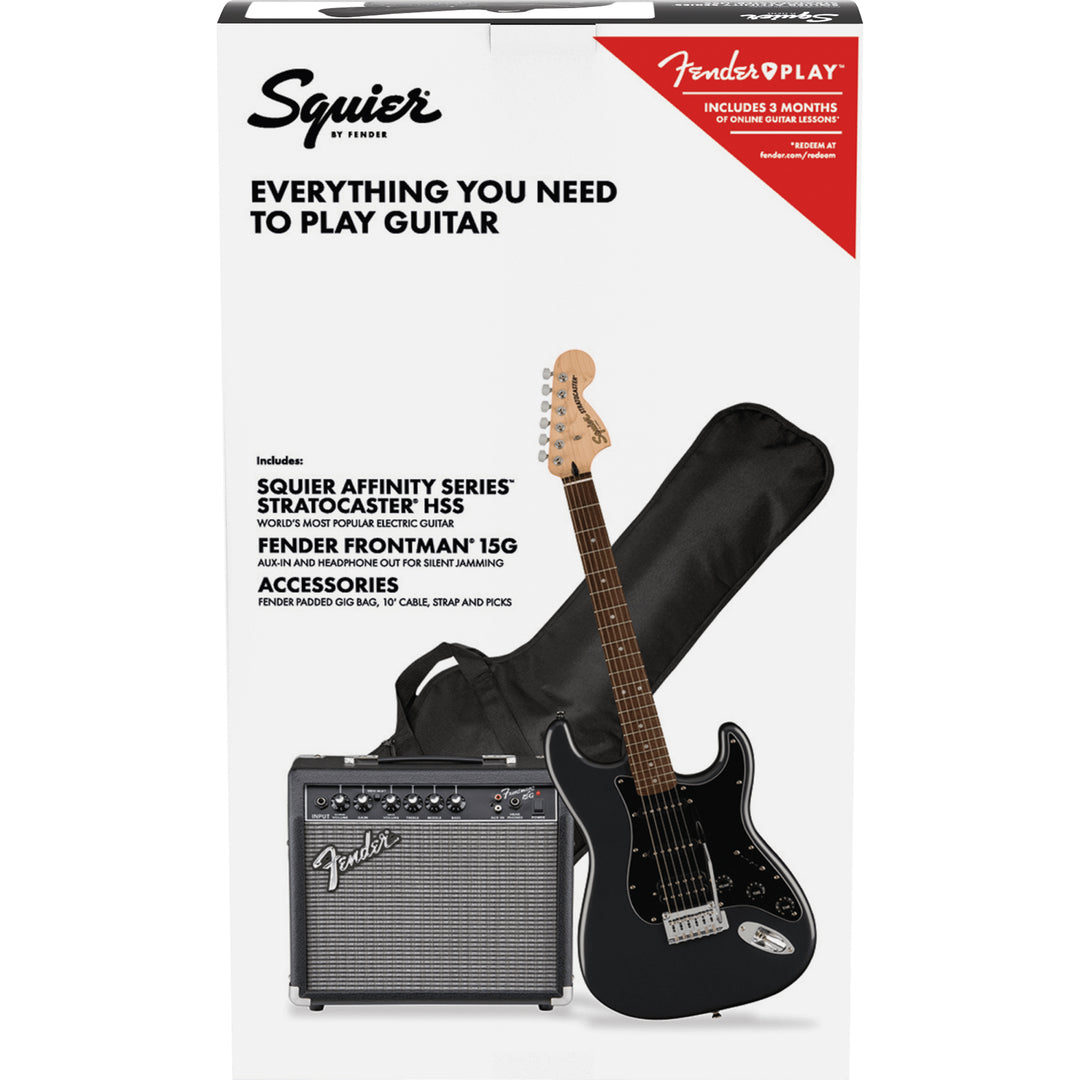 Squier Affinity Series Stratocaster HSS Guitar Player Pack (Charcoal Frost Metallic) 0372821069
