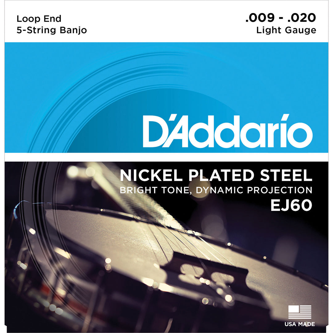 D'Addario EJ60 - SET BANJO NICKEL WND 9-20 LITE