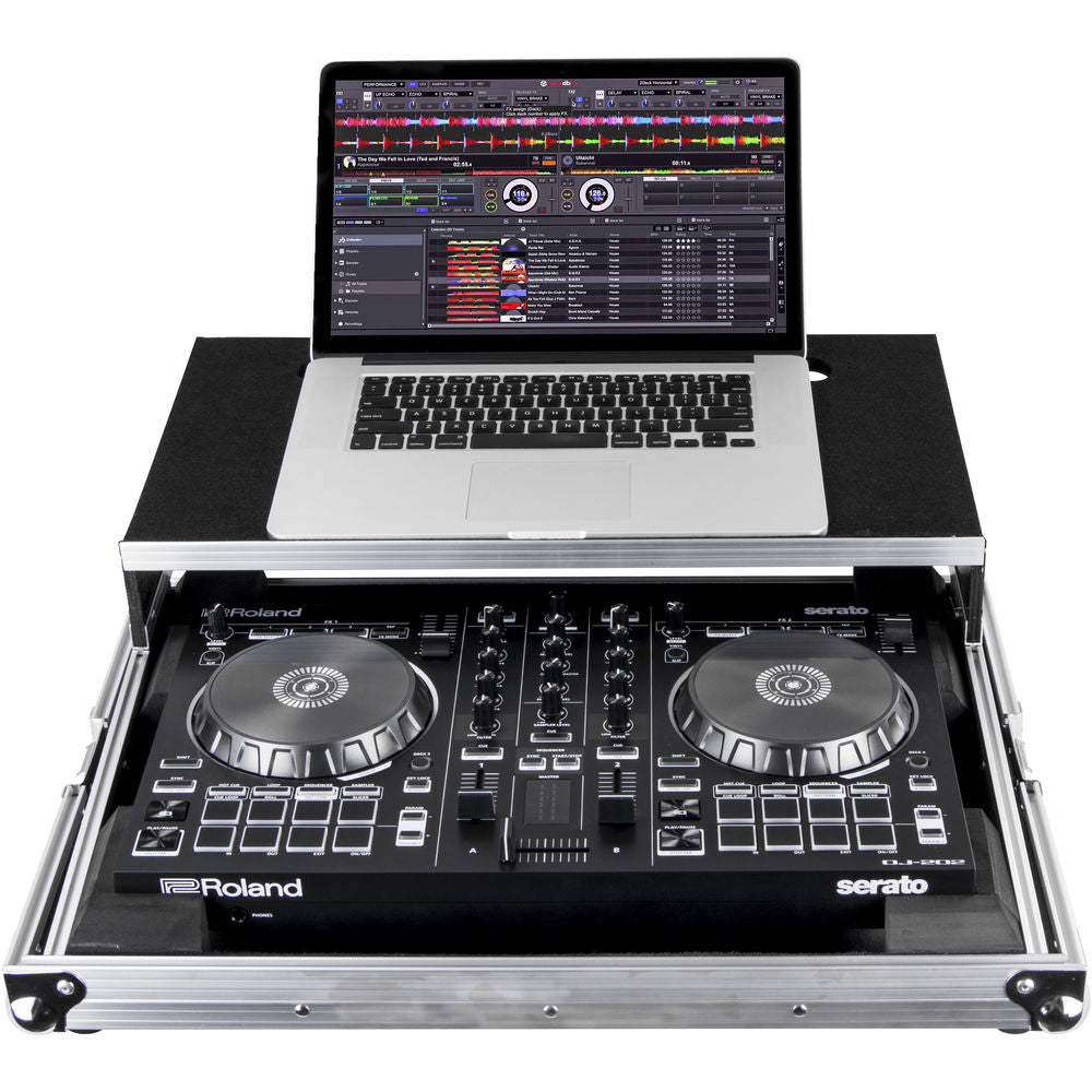 Odyssey FRGSDJ202 Flight Zone Low-Profile Glide Style Case for Roland DJ-202 DJ Controller - Silver