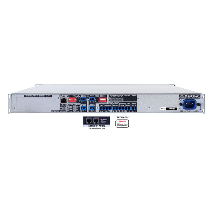 Ashly nXe Series 2-Channel Networkable Multi-Mode Power Amplifier with OPDAC4 & OPDante Cards (2 x 75W)