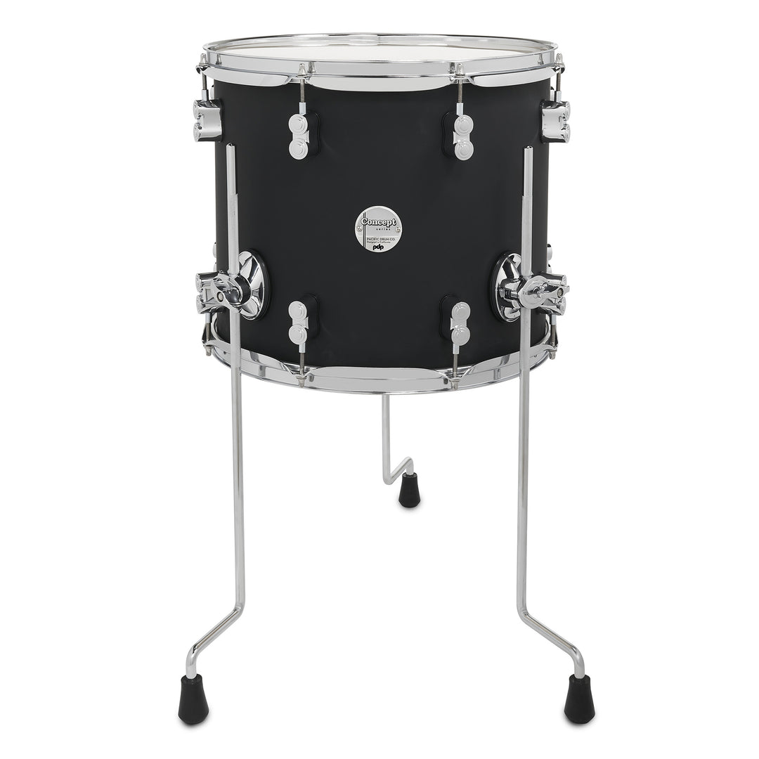 PDP Concept Maple Finish Ply 12x14 Floor Tom w/ Chrome Hardware - Satin Black