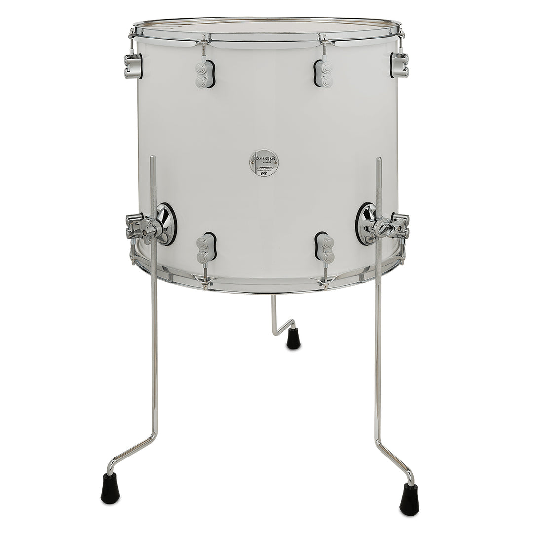 PDP Concept Maple Lacquer 16x18 Floor Tom w/ Chrome Hardware - Pearlescent White