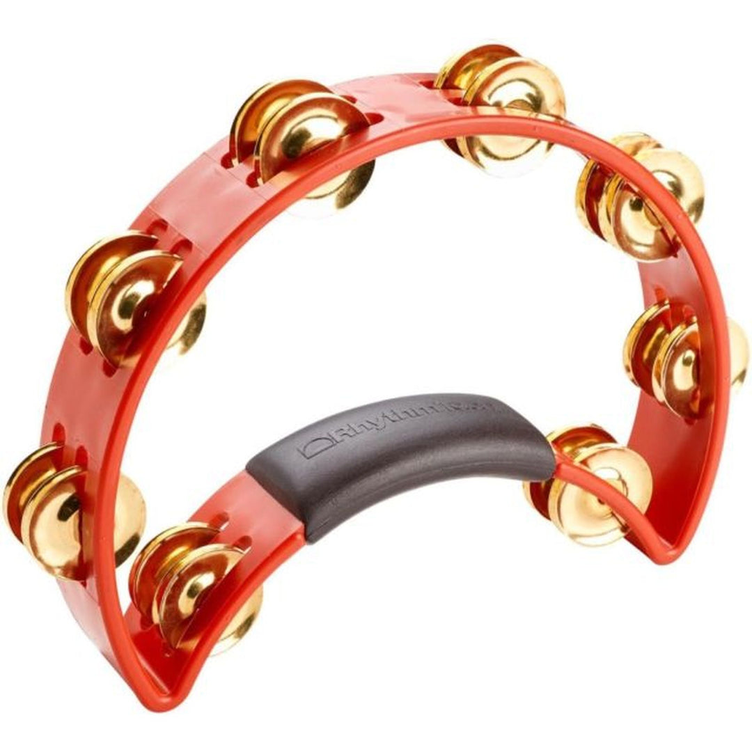 Rhythm Tech RT1031 1/4 Moon Tambourine - Red w/ Brass Jingles