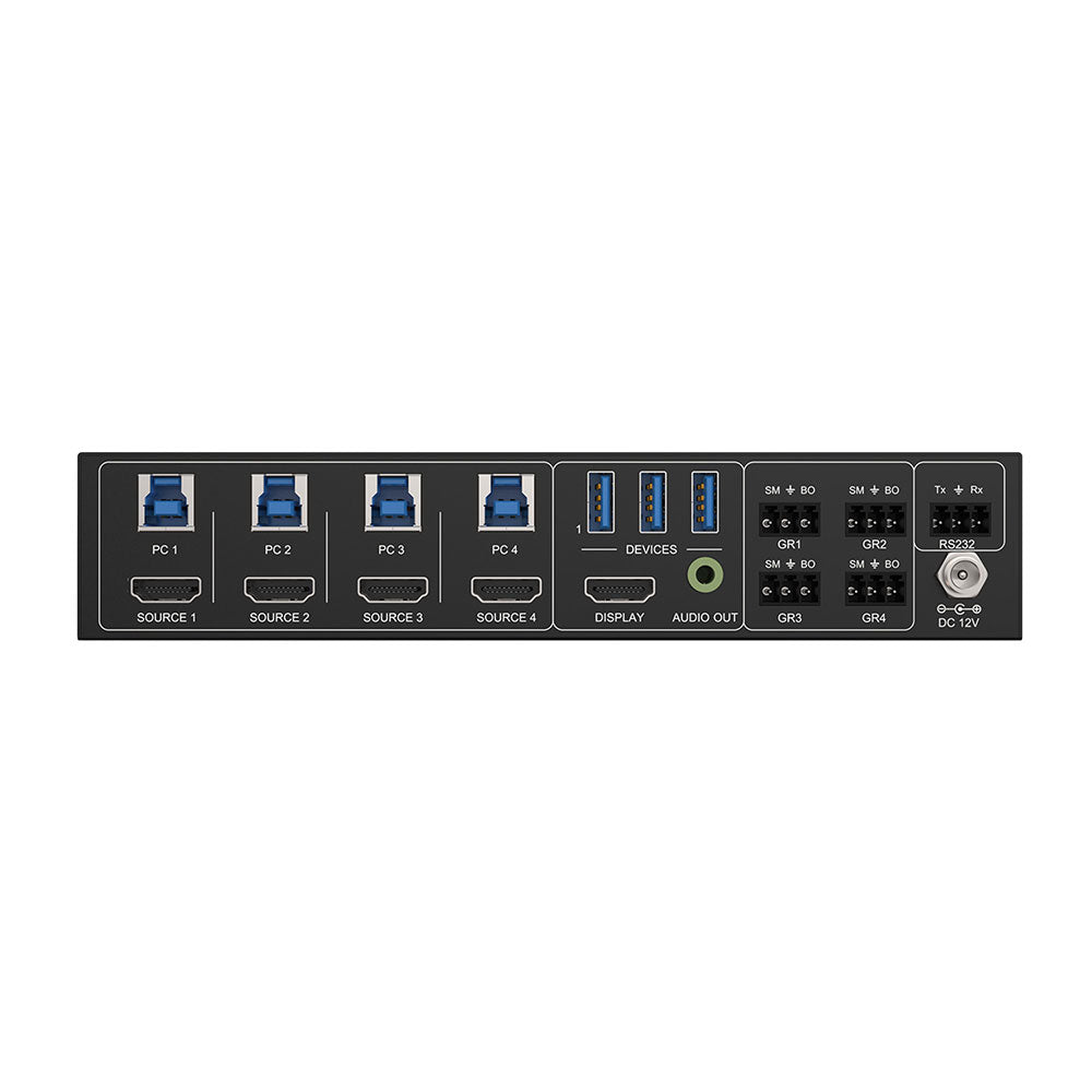 BZBGEAR - 4K/UHD 4x1 HDMI2.0/USB 3.0 KVM/Presentation Switcher Kit with 4 Table Grommets