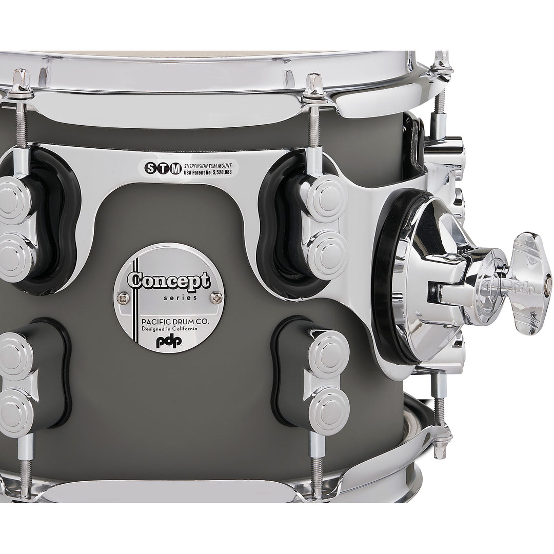PDP Concept Maple Finish Ply CM7 7-Piece Kit Shell Pack  (18x22 w/ BDM, 7x8, 8x10, 9x12, 12x14FT, 14x16FT, 5.5x14 Snare) - Satin Pewter