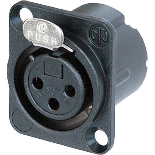 Neutrik NC3FD-LX-B - 3 pin Black Chassis XLRF -D Size with Gold Contacts