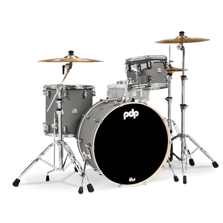PDP Concept Maple Finish Ply CM Rock Kit Shell Pack w/ Chrome Hardware (14x24, 9x13, 16x16FT) - Satin Pewter