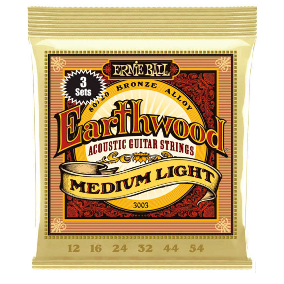 Ernie Ball 3003EB EARTHWOOD MED-LIGHT 3 PACK