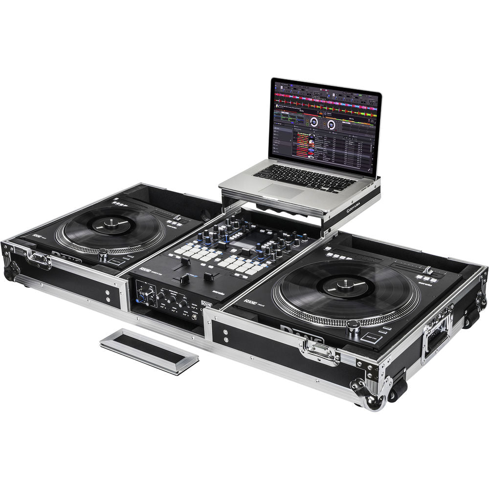 Odyssey FZGSRANE1272W Flight Zone Glide Style DJ Coffin Case for Rane Twelve and Seventy-Two - Silver and Black