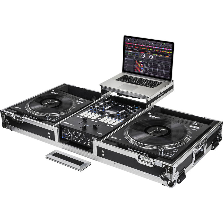 Odyssey FZGSRANE1272W Flight Zone Glide Style DJ Coffin Case for Rane Twelve and Seventy-Two - Silver and Black