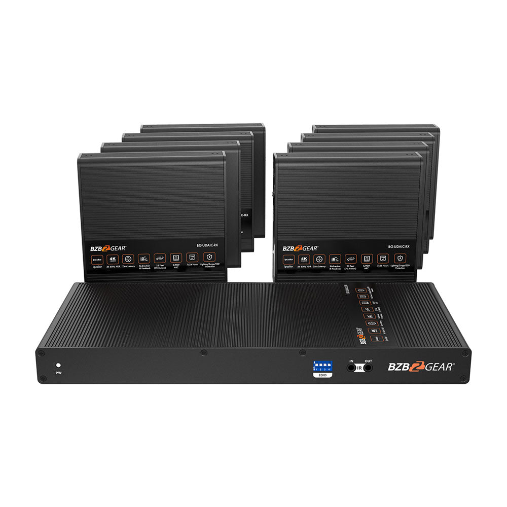 BZBGEAR - 1X8 4K60 UHD 18Gbps HDMI Splitter/Distribution Amplifier up to 230ft over Category Cable