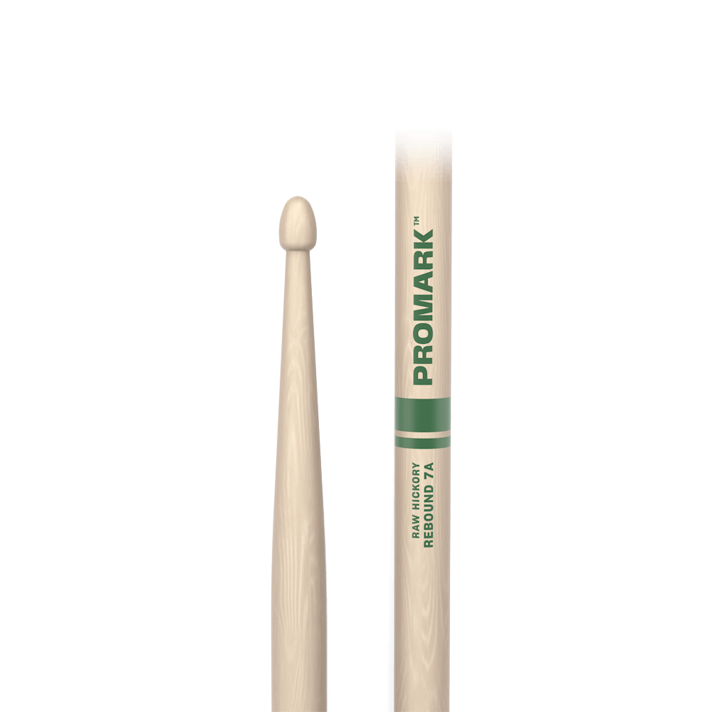 Promark RBHR535AW-Promark Rebound 7A Raw Hickory Drumstick, Acorn Wood Tip Drumsticks