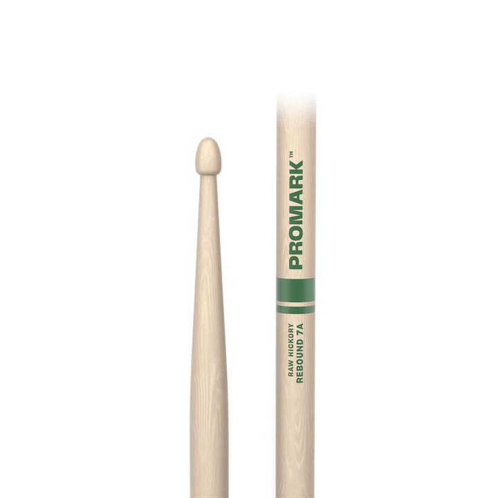 Promark RBHR535AW-Promark Rebound 7A Raw Hickory Drumstick, Acorn Wood Tip Drumsticks