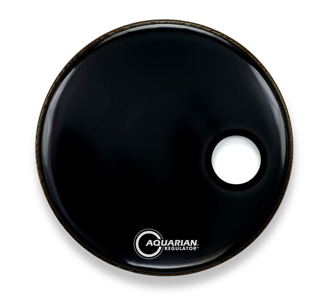 Aquarian RSM14BK- 14'' Aquarian Regulator RSM Offset Hole Gloss Black Drumhead