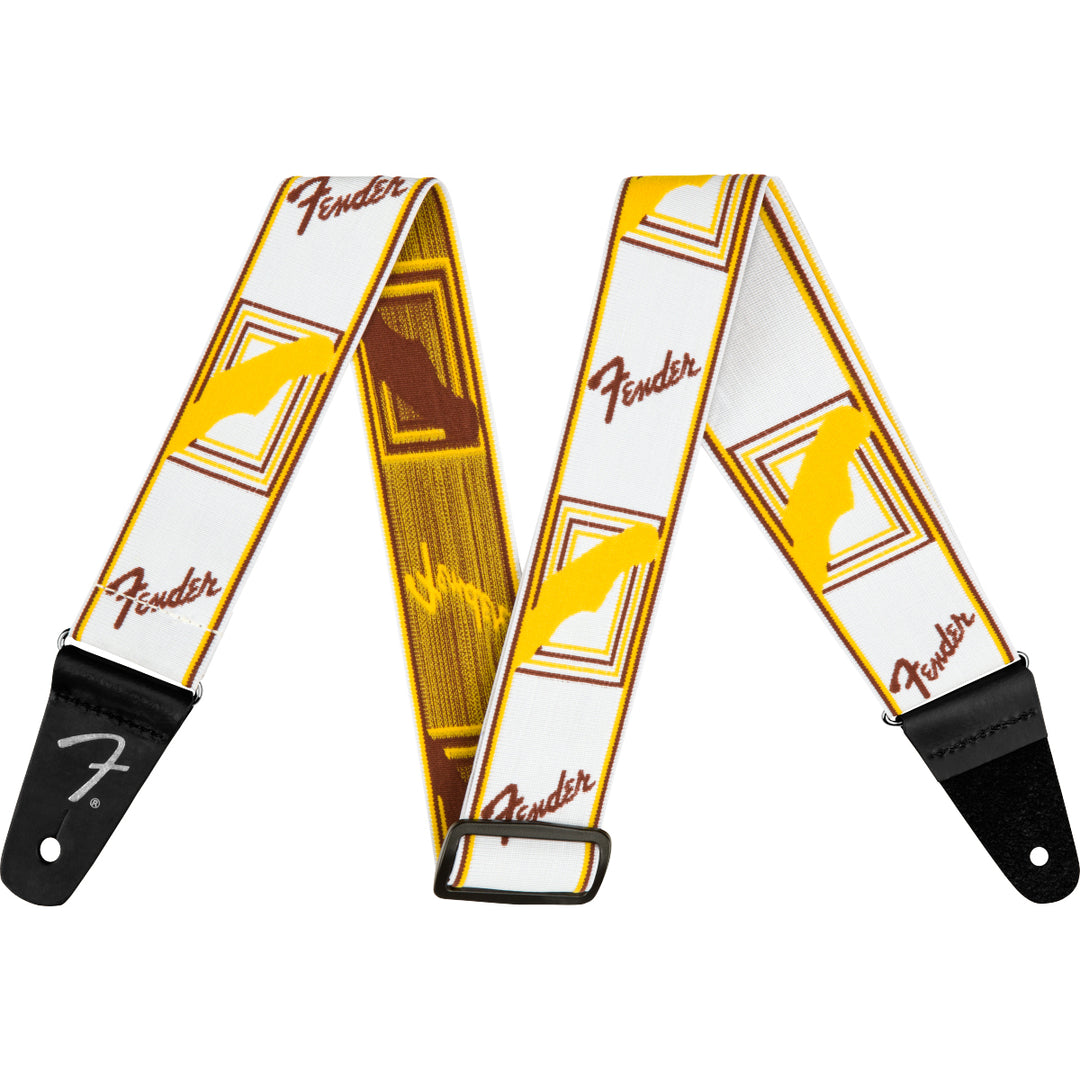 Fender Weightless 2” Monogrammed Guitar Strap - White / Brown / Yellow
