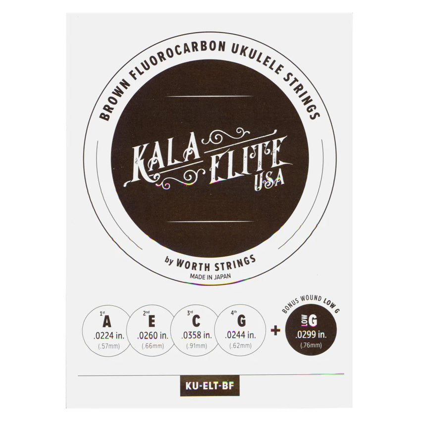 Kala Elite USA Brown Fluorocarbon Ukulele String Set (with High & Low G)