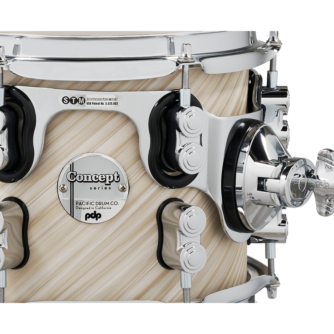 PDP Concept Maple Finish Ply CM7 7-Piece Kit Shell Pack w/ Chrome Hardware (18x22 w/ BDM, 7x8, 8x10, 9x12, 12x14FT, 14x16FT, 5.5x14 Snare) - Twisted Ivory